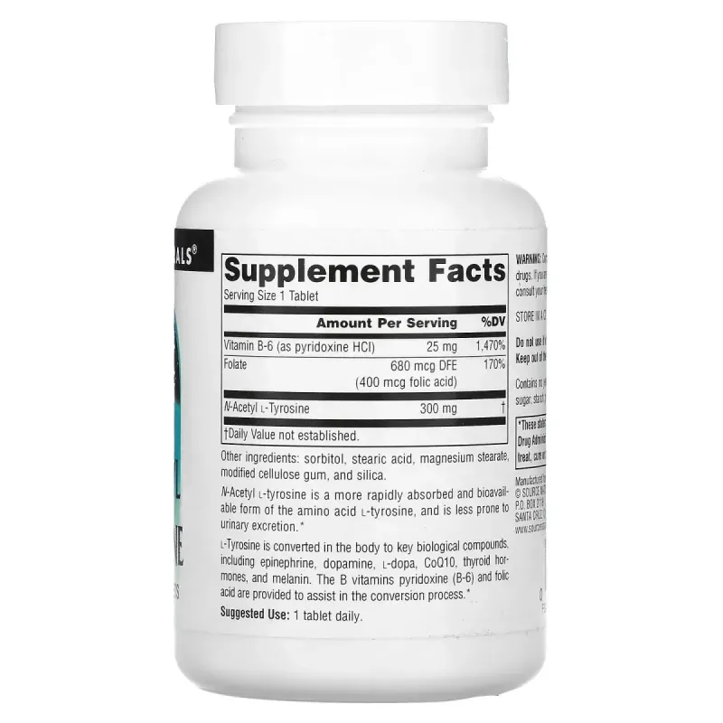 N-ацетил L-тирозин, N-Acetyl L-Tyrosine, Source Naturals, 300 мг, 120 таблеток