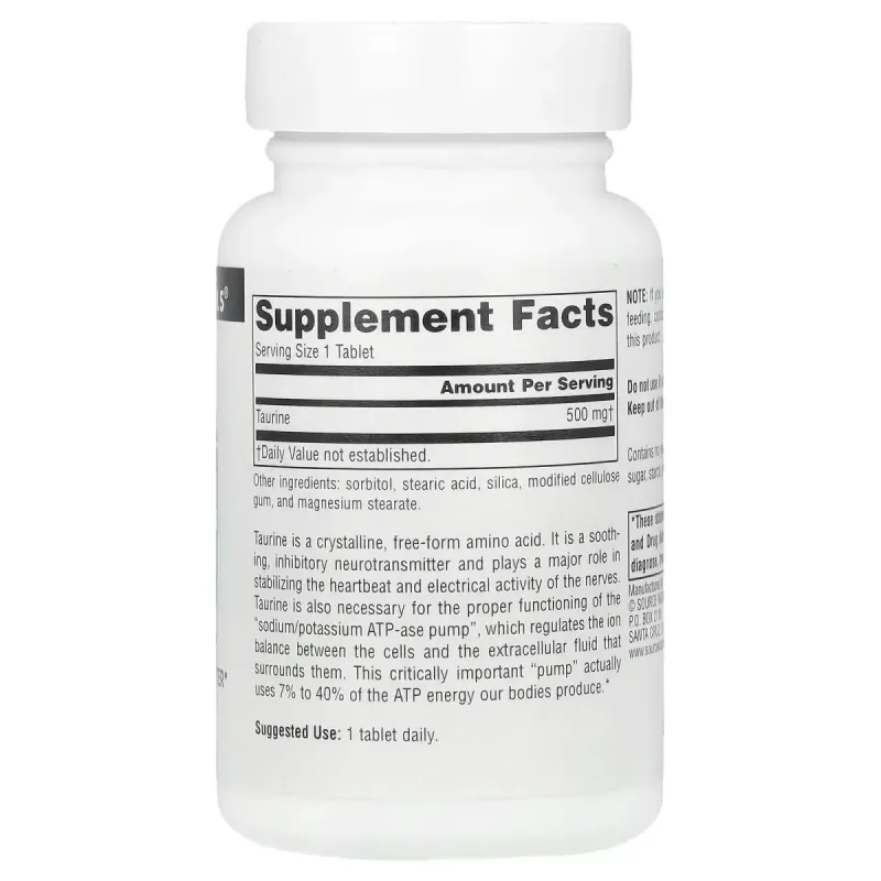 Таурін Source Naturals (Taurine) 500 мг 60 таблеток