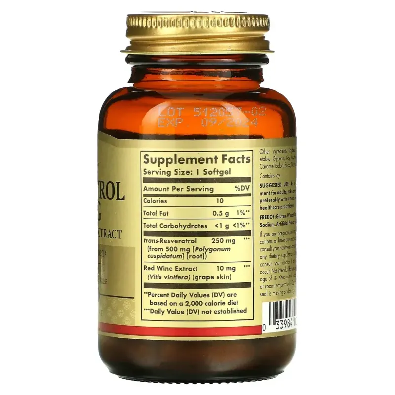 Ресвератрол Solgar (Resveratrol) 250 мг 30 капсул