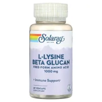 L-лизин и бета-глюкан, L-Lysine with Beta Glucan, Solaray, 1000 мг, 60 капсул