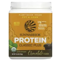 Classic Plus Protein, органический продукт на растительной основе, шоколад, Sunwarrior, 13,2 унц. (375 г)