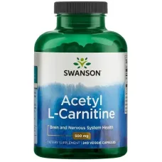 Ацетил L-Карнитин, Acetyl L-Carnitine, Swanson, 500 мг, 240 капсул
