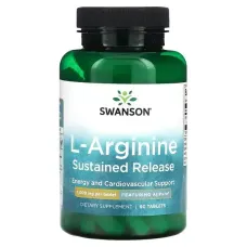 L-Аргинин, AjiPure L-Arginine Sustained-Release Tablet, Swanson, 1.000 мг, 90 таблеток