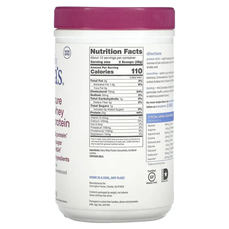 Simply Tera's, чистий сироватковий протеїн, звичайний, без підсолоджувачів, 340 г (12 унцій)