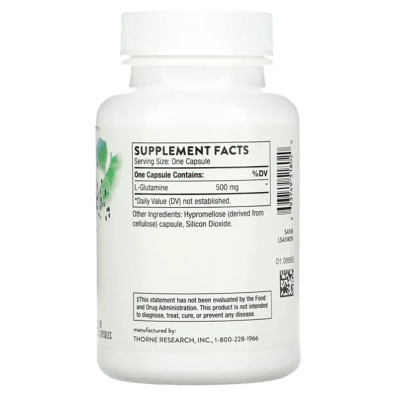 Глютамин Thorne Research (L-Glutamine) 500 мг 90 капсул