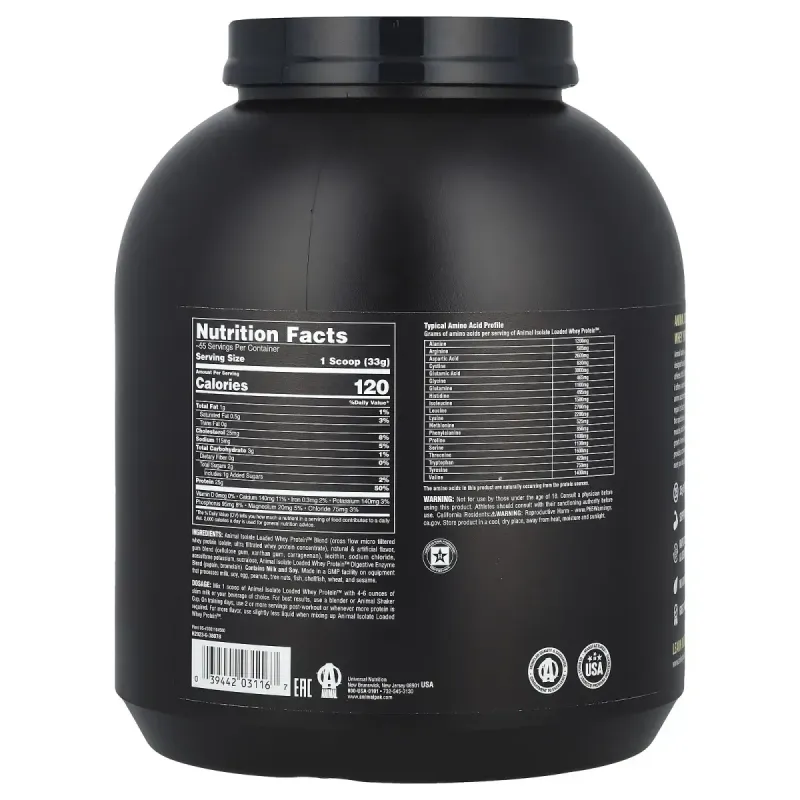 Animal, Isolate Loaded Whey Protein™ Powder, Vanilla, 4 lb (1.81 kg)