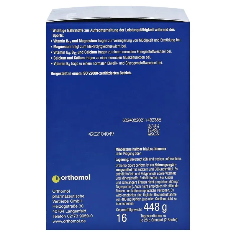 Orthomol Sport Perform, Ортомол Спорт Перформ, 16 дней (гранулы)
