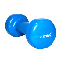 Fitex MD2015-3V гантеля виниловая 3 кг (1 шт), голубая, виниловое покрытие, эргономичная форма, нескользящая поверхность, для фитнеса, аэробики и домашних тренировок
