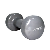 Fitex MD2015-4V гантеля виниловая 4 кг (1 шт), серая, виниловое покрытие, эргономичная форма, нескользящая поверхность, для фитнеса, аэробики и домашних тренировок