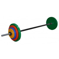 Штанга InterAtletika S-45, 45 кг, 1.5 м, Ø25 мм, пластикове покриття