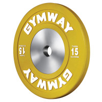 Диск бамперный соревновательный GymWay WPR-15K 15 кг, натуральный каучук (внешний 450 мм, посадочное 51 мм), желтый