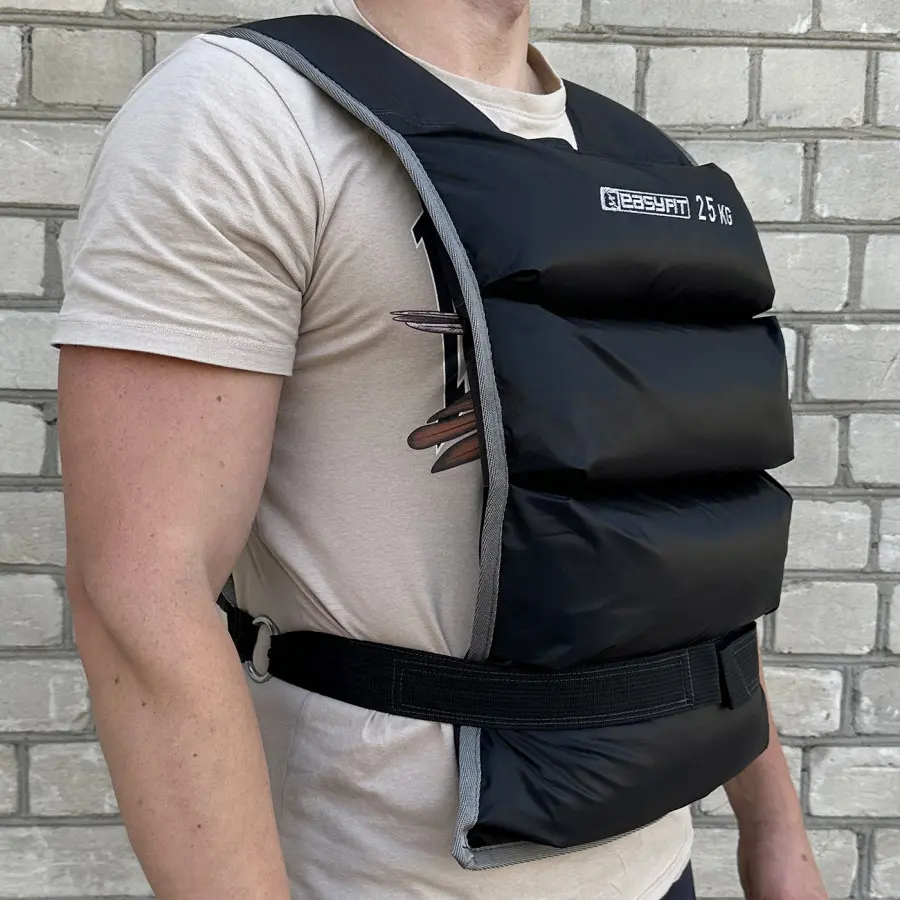 Жилет для утяжеления EasyFit, Вес 25 кг, Оксфорд, Песок, Черный ᐉ ...