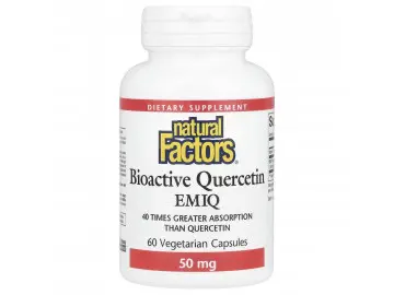 Кверцетин високоактивний біоактивний, 50 мг, Bioactive Quercetin EMIQ, Natural Factors, 60 вегетаріанських капсул