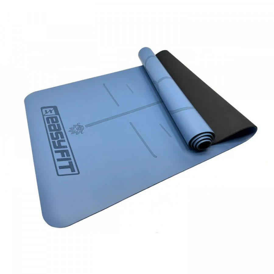 Професійний килимок EasyFit Pro для йоги, 184x68 см, товщина 5 мм, каучук, блакитний
