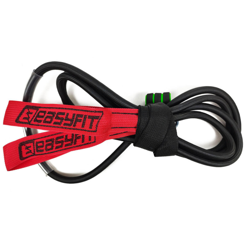 Набір для фітнесу: Килимок EasyFit 180x60 см, товщина 10 мм, NBR + Ролик для преса EasyFit Ab Carver Compact + Кистьовий еспандер EasyFit Hand Grip PRO 160 кг (350 lb) + Гумова петля-еспандер EasyFit, довжина 300 см, опір 22-80 кг