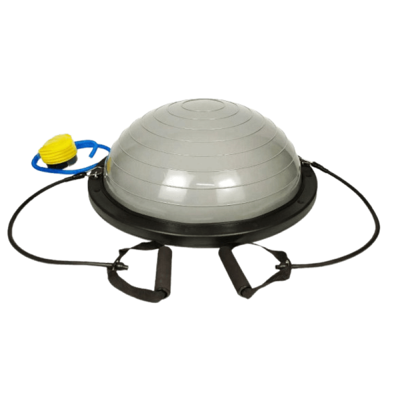 Набір для фітнесу EasyFit: Балансувальна платформа BOSU, Діаметр 60 см, Висота 23 см, Максимальне навантаження 120 кг, Пластик, ПВХ, Гума + Гумові кільця 3 шт, Опір 9-18 кг, Довжина 60 см, Ширина 5 см, Латекс