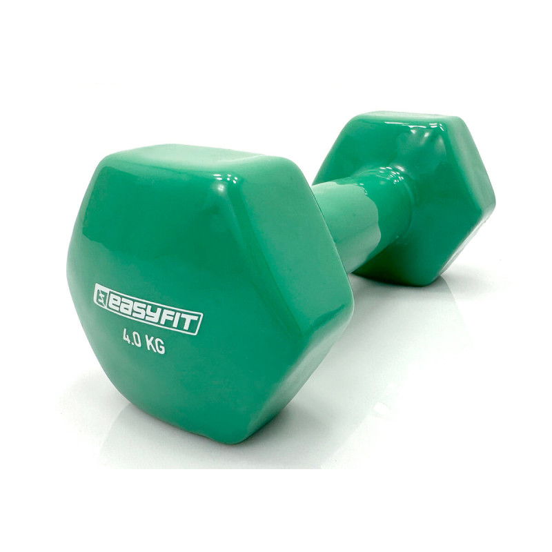 Набір для фітнесу: Бодібар (Body Bar) EasyFit (палиця гімнастична) 4 кг + Гантель для фітнесу EasyFit з вініловим покриттям 4 кг + Двошаровий килимок EasyFit для пілатесу, фітнесу та йоги, 183x61 см, товщина 6 мм, TPE/TC