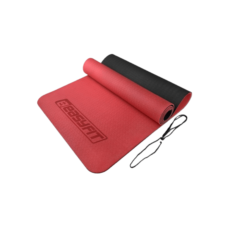 Набір для фітнесу EasyFit: Двошаровий килимок 183x61 см, товщина 6 мм, TPE/TC + Гумові кільця 7 шт, Опір 2,5-30 кг, латекс + Масажний ролик овальний Almond з шипами, Довжина 16 см, Діаметр 6,5 см, ПВХ