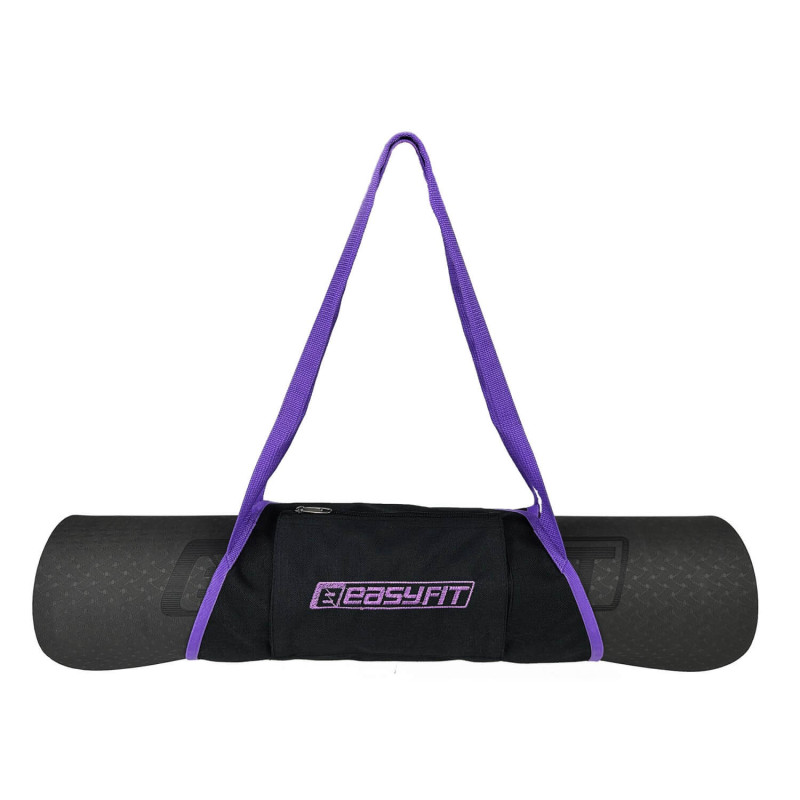 Набір для йоги: Двошаровий килимок EasyFit 183x61 см, товщина 6 мм + Сумка-переноска для килимка + Масажний ролик (валик) EasyFit Grid Roller v.1.1, 33x14 см + Чохол для ролика