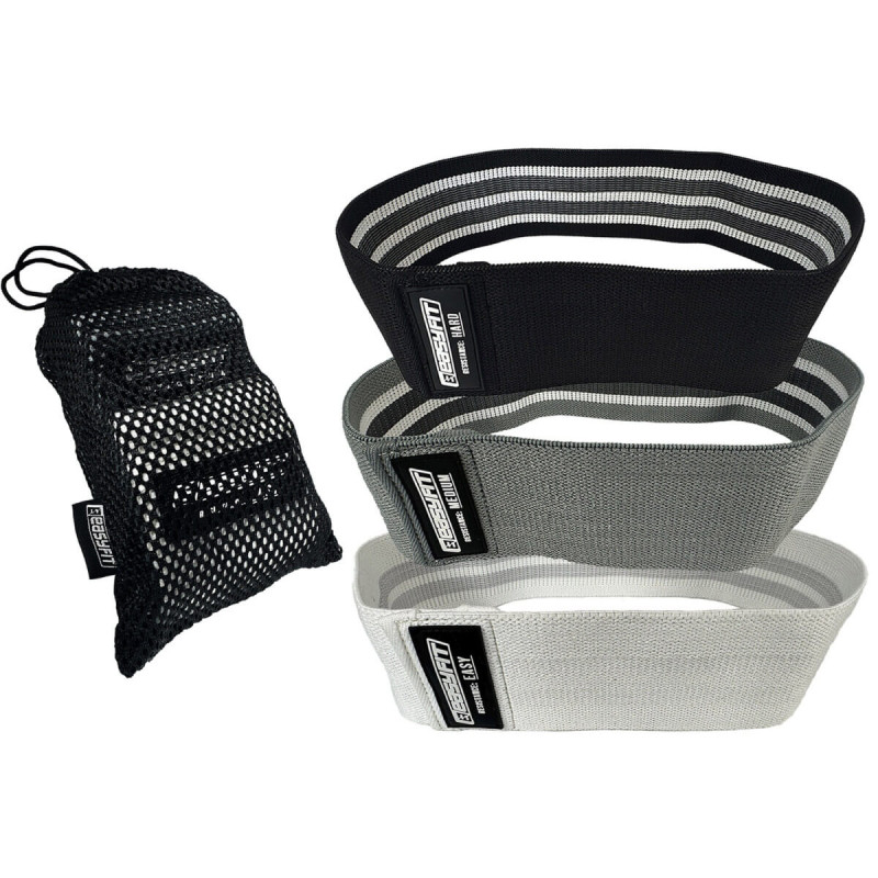 Набір для фітнесу EasyFit: Двошаровий килимок з чохлом, 183x61 см, товщина 6 мм, TPE/TC + Масажний ролик Grid Roller v.3.1, Довжина 60 см, Діаметр 14 см, пластик, EVA + Тканинні гумки 3 шт, Довжина 76 см, Ширина 8 см, Бавовна з териленом