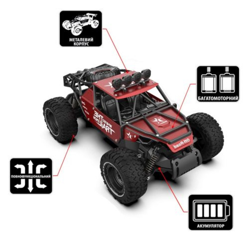 Машинка на радіокеруванні Off-road Crawler – Race (матовий червоний, 1:14)