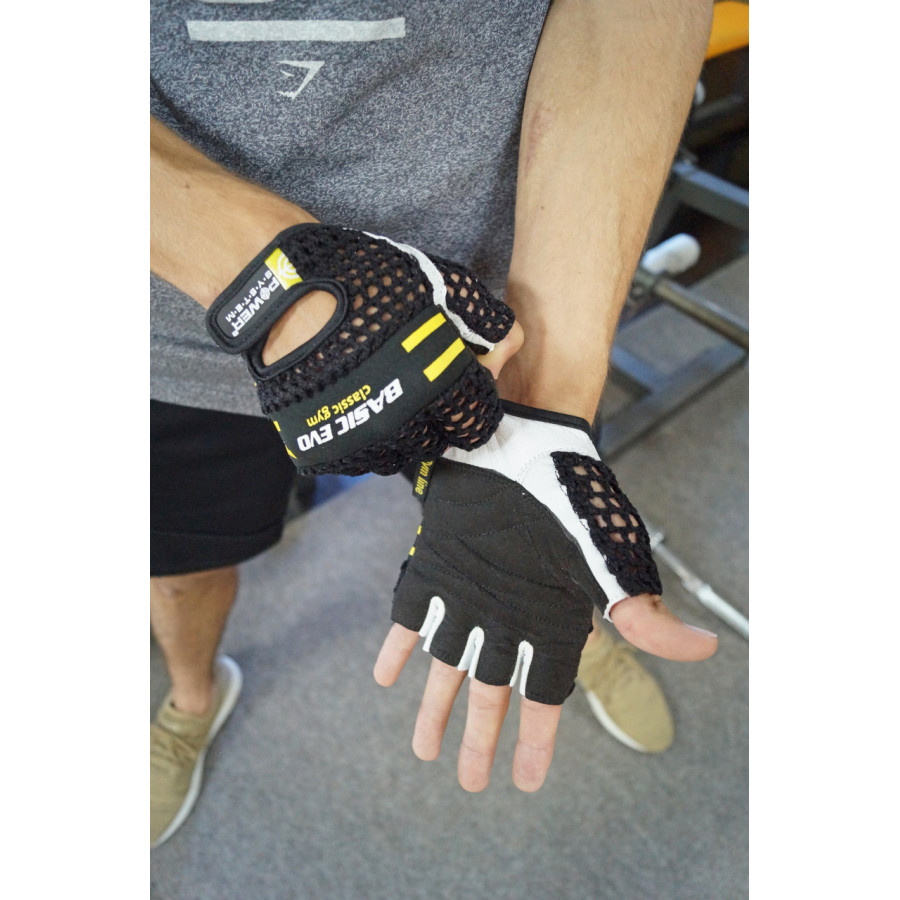 Рукавички для фітнесу Power System PS-2100 Basic EVO Black/Yellow Line M