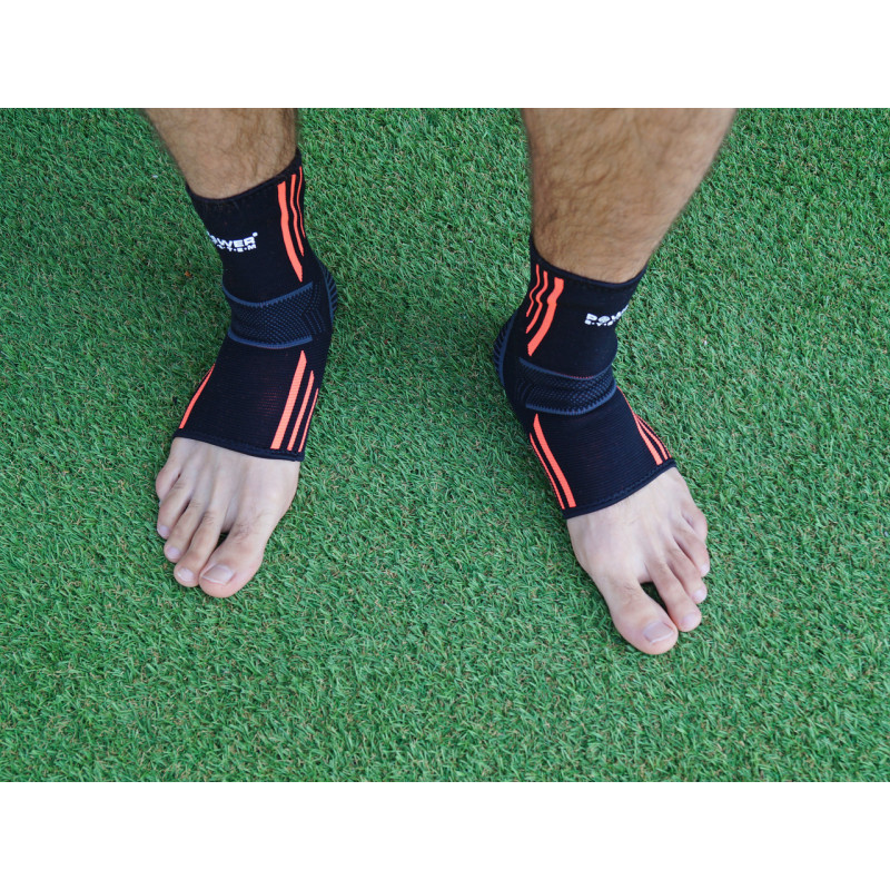 Бандажи на голеностоп Power System PS-6022 Ankle Support Evo Black/Orange (2шт.), Размер XL, Эластан, Черно-оранжевый