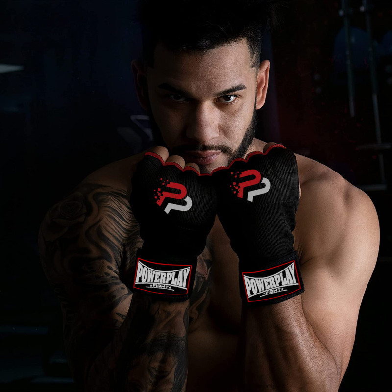 Бинты-перчатки PowerPlay 3096 с гелевыми подушечками, Размер ХL, Хлопок, Спандекс, Гелевая набивка, Черный
