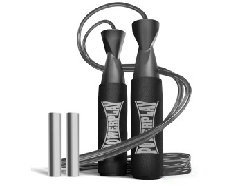 Скакалка швидкісна PowerPlay 4211 X ROPE з обтяжувачами (120г*2) Чорна (3м.)