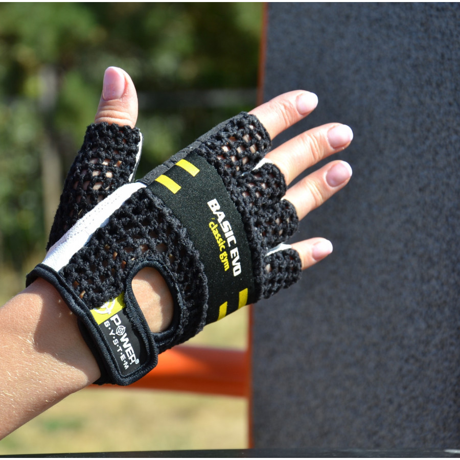 Рукавички для фітнесу Power System PS-2100 Basic EVO Black/Yellow Line M