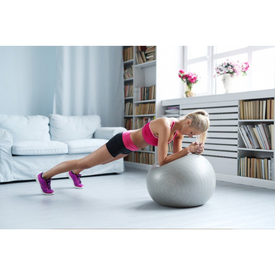 М'яч для фітнесу (фітбол) PowerPlay 4001 Ø65 cm Gymball Сірий + помпа