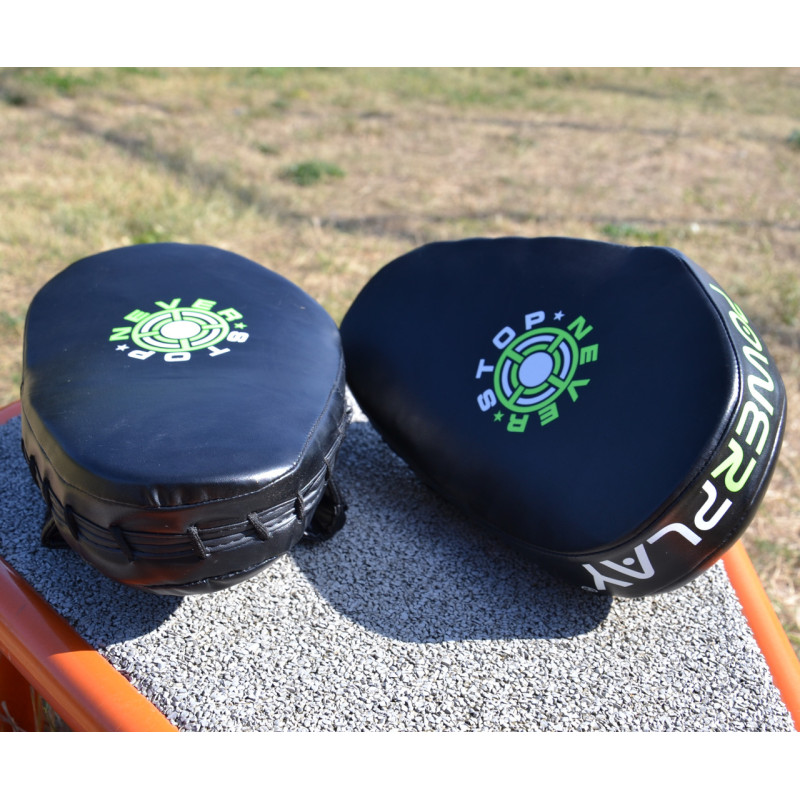 Лапи боксерські PowerPlay 3051 Чорно-Зелені PU [пара]