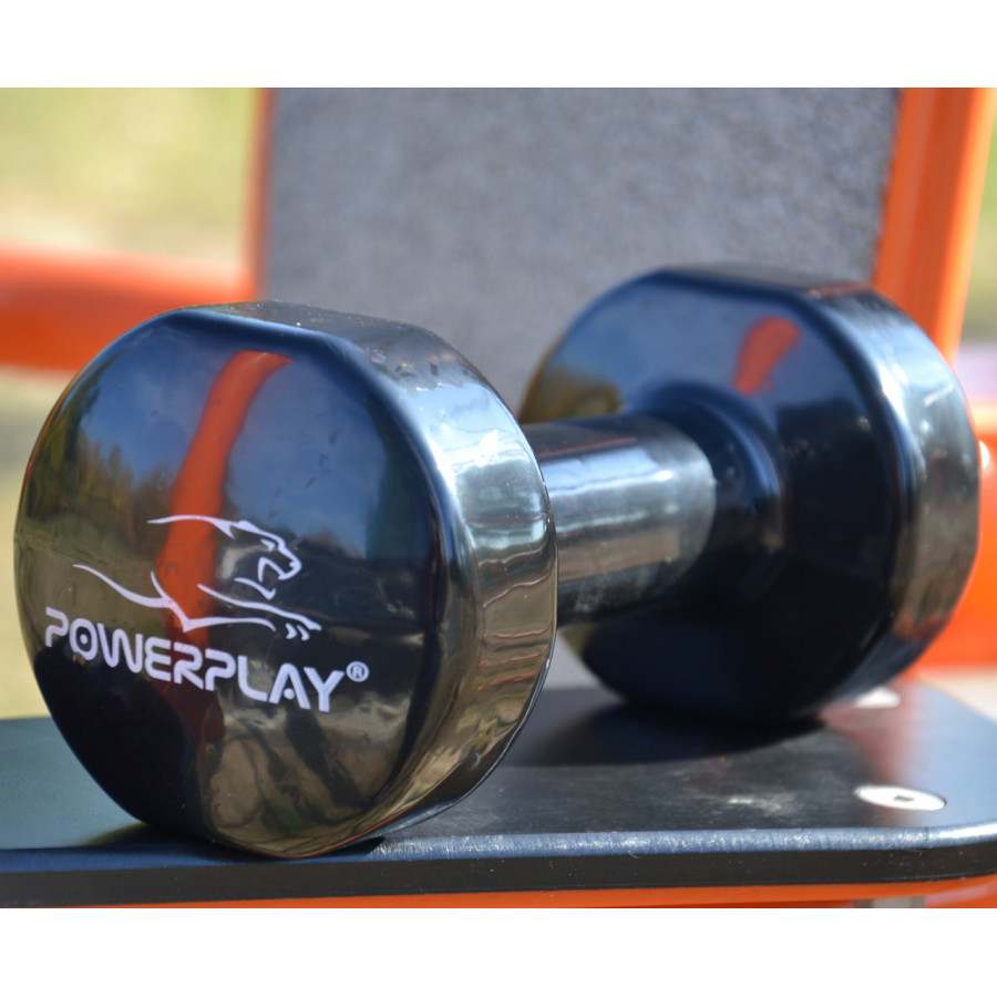 Гантель вінілова PowerPlay 4125 Achilles 2 кг. Чорна (1шт.)
