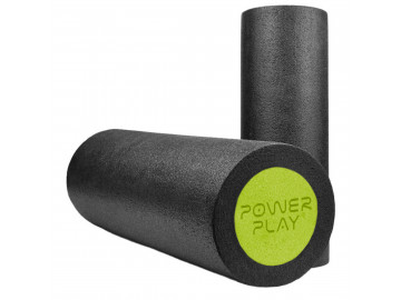 Масажний ролик (роллер) гладкий PowerPlay 4021 Fitness Roller Чорно-зелений (45x15см.)