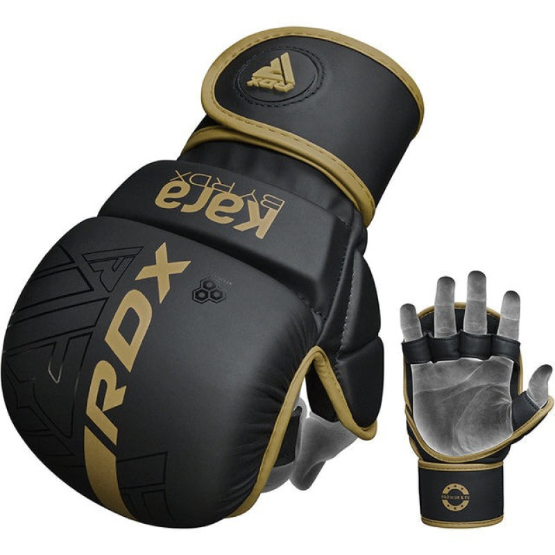 Рукавиці для ММА (Греплінгові рукавички) RDX F6 KARA Matte Golden Plus L/XL