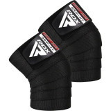 Бинты на колени RDX K1 GYM Knee Wraps Full Black, Длина 2 м, Хлопок, Полиэстер, Черный