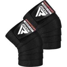Бинты на колени RDX K1 GYM Knee Wraps Full Black, Длина 2 м, Хлопок, Полиэстер, Черный