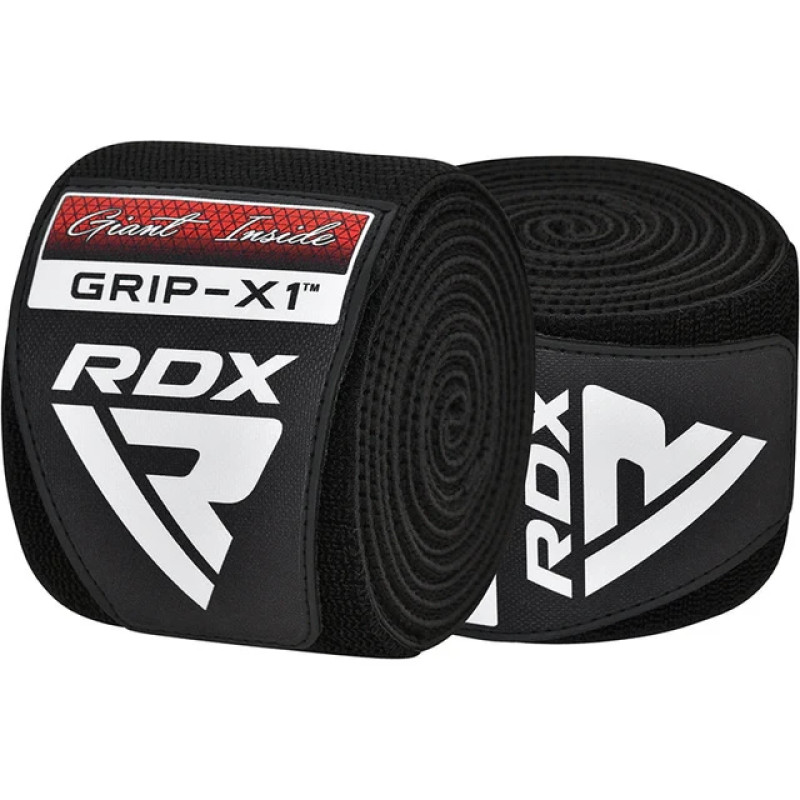 Бинты на колени RDX K1 GYM Knee Wraps Full Black, Длина 2 м, Хлопок, Полиэстер, Черный