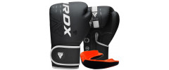 Боксерські рукавиці RDX F6 Kara Matte, 14 унцій, шкіра Maya Hide™, поглинання ударів Quadro Dome 3, вентиляція QD1, білий, капа в комплекті