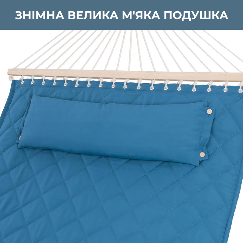 Двомісний гамак SOFT блакитний XXL 200x140 з планками WCG