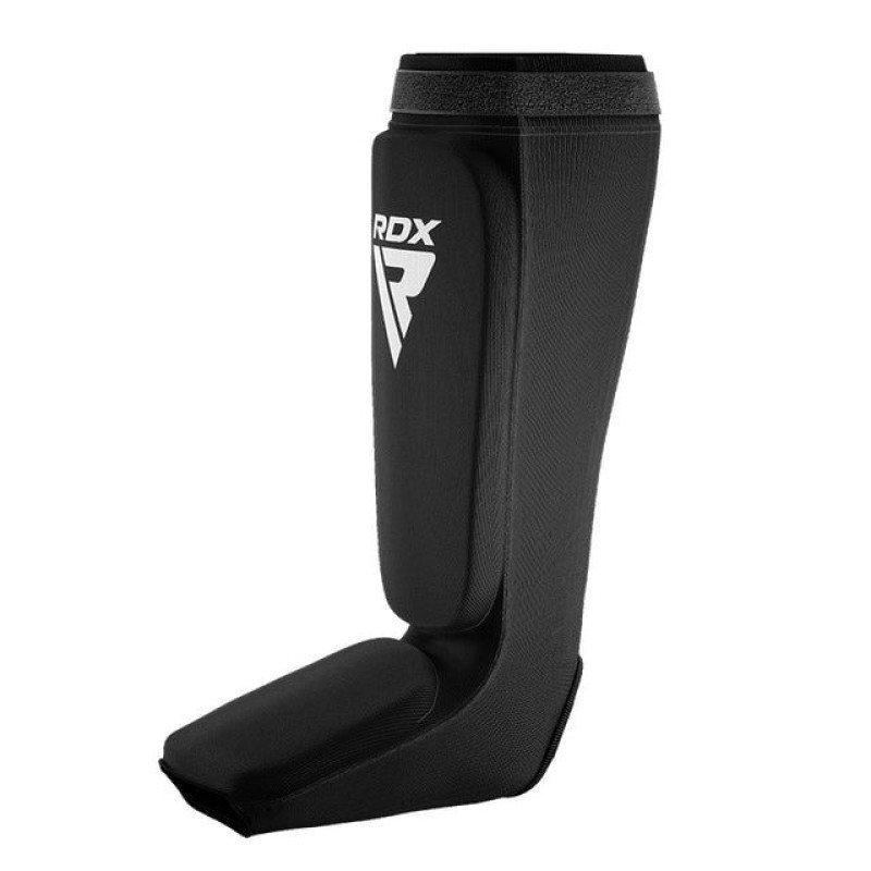 Защита голени и стопы RDX Shin Instep Foam Black/White, Размер М, Углеродное волокно, Гелевый слой, Черный