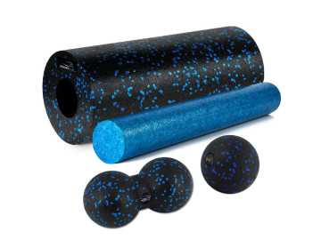 Масажний набір PowerPlay PP_4015 EPP Foam Roller Set 4in1 (2-ва роли + 2-ва м'ячі) Чорно-синій