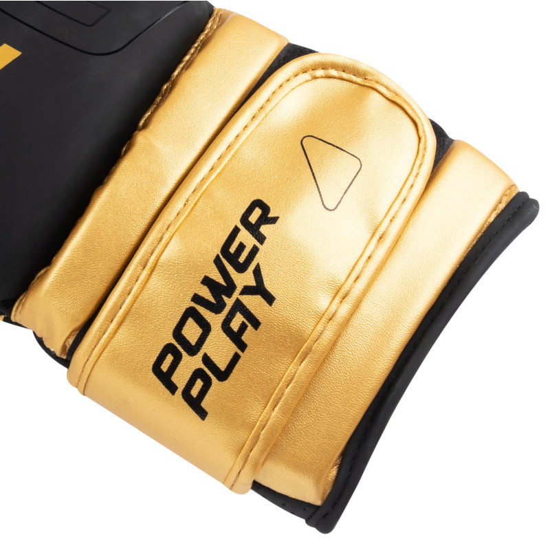 Боксерські рукавиці PowerPlay 3024 Ultra Mat, 14 унцій, Штучна шкіра (PU), Чорно-золотий