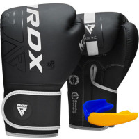 Боксерские перчатки RDX F6 Kara Matte, 14 унций, кожа Maya Hide™, поглощение ударов Quadro Dome 3, вентиляция QD1, белый, 