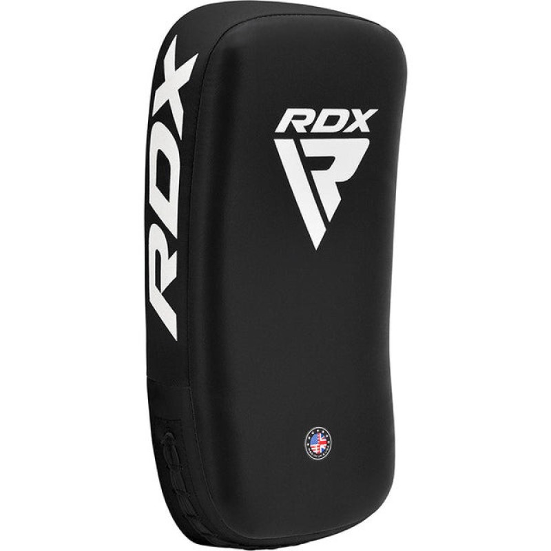 Пади для тайського боксу RDX T1 Curved Thai Kick Pad Black (1 штука), Шкіра Maya Hide, Система фіксації Quick-EZ™ на липучці, Чорний