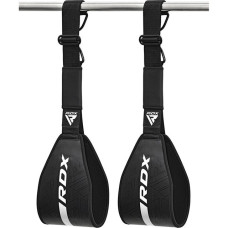 Петли подвесные (петли Береша) RDX F6 KARA Gym Workout Abs Straps черно-белые, Размер (без ремней): 56х15 см, Материал: N-Tear X Maya Hide, неопрен, стальные карабины, Черный