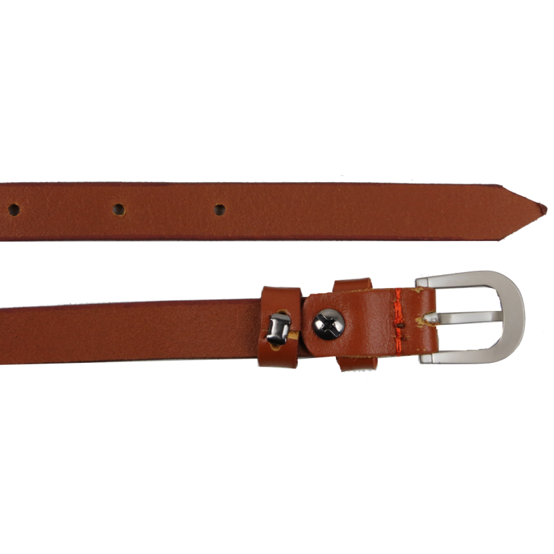 Узкий женский ремень кожаный Skipper карамельный 1,5 см