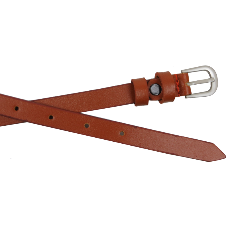 Узкий женский ремень кожаный Skipper карамельный 1,5 см
