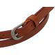 Узкий женский ремень кожаный Skipper карамельный 1,5 см