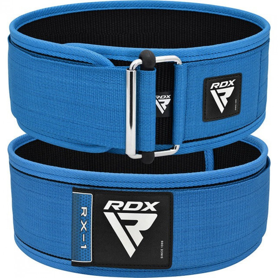 Пояс для важкої атлетики RDX RX1 Weight Lifting Belt , Розмір XL , Обхват 101-117 см,  , Жорстка Фіксація, Нейлон, Синій  